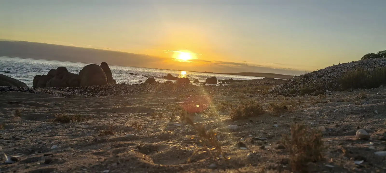 Sunset over the West Coast rocks